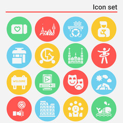Fototapeta premium 16 pack of hospitality filled web icons set