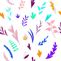 Floral pattern. Cartoon flowers. Colorful vector illustration