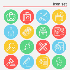 16 pack of off  lineal web icons set