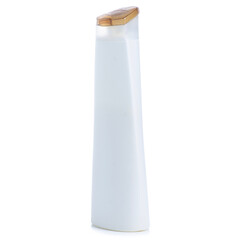 White bottle shampoo on white background isolation