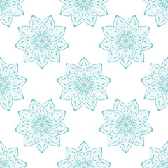 Seamless pattern of lacy elegant round pattern motifs.