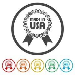 Made in USA badge ring icon, color set