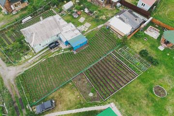 Aerial Townscape of Suburb of the Town Kandalaksha located in Northwestern Russia