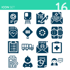 Simple set of 16 icons related to complain