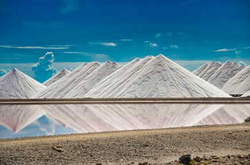 Salt towers in bonaire, mountaine of salt