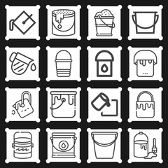 16 pack of emptied  lineal web icons set