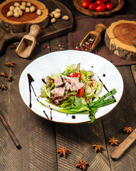 Tuna salad with fresh lettuce greens