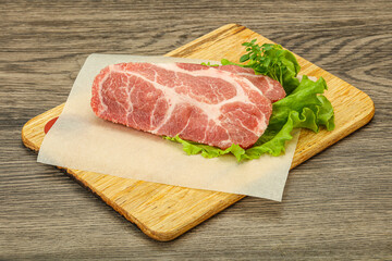 Raw pork meat neck steack
