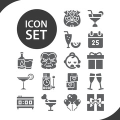 Simple set of birthday related filled icons.