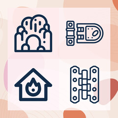 Simple set of entrance related lineal icons