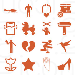 16 pack of damaged  filled web icons set