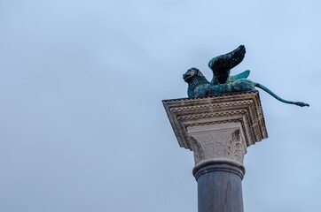 Winged Lion Column in St. Mark s Square, venice, Italy.