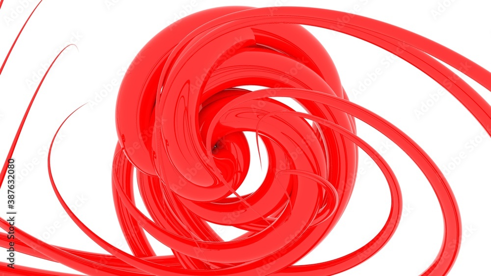 Poster red 3d lines on a white background. rendering.