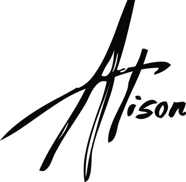 Alison-Female Name Modern Brush Calligraphy Cursive Text on White Background