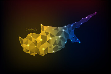 Cyprus map polygonal with glowing lights and line