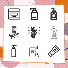 Simple set of 9 icons related to electrolyte