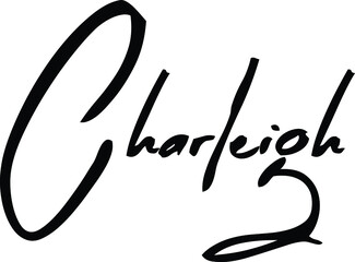 Charleigh-Female Name Modern Brush Calligraphy Cursive Text on White Background