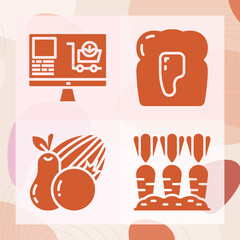 Simple set of wheat related filled icons