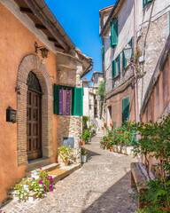 Fototapeta na wymiar Beautiful sight in Rocca Canterano, picturesque village in the Province of Rome, Lazio, Italy.