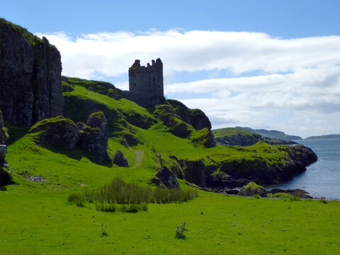 Gylen Castle on a sunny day on the Isle of Kerrera, Scotland