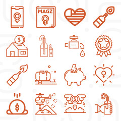 16 pack of liberation  lineal web icons set