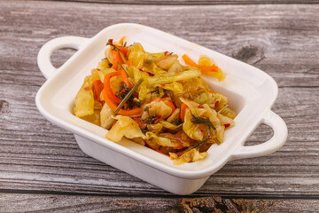 Spicy pickled cabbage with carrot