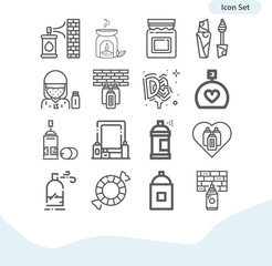 Simple set of expended related lineal icons.