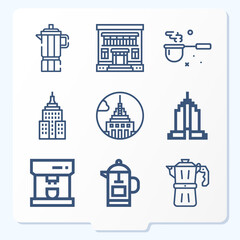 Simple set of 9 icons related to business organization