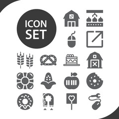 Simple set of harvest related filled icons.