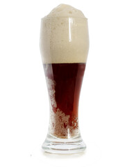 isolated image of mug with beer and foam on white background