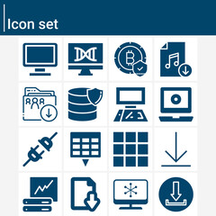 Simple set of computing related filled icons.