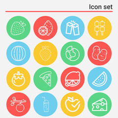 16 pack of slice  lineal web icons set