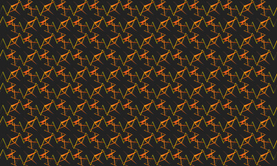 Creative abstract background pattern of geometric gold shapes and contours. Vector graphics on a black background.