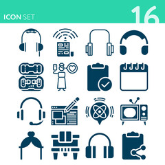 Simple set of 16 icons related to classical