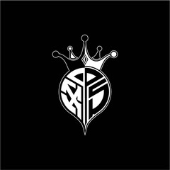 X S circle monogram logo emblem style with clown crown shape vector decoration