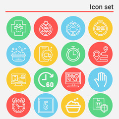 16 pack of minutes  lineal web icons set