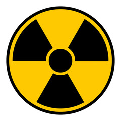 Radioactive hazard sign. Black and yellow isolated icon vector illustration.