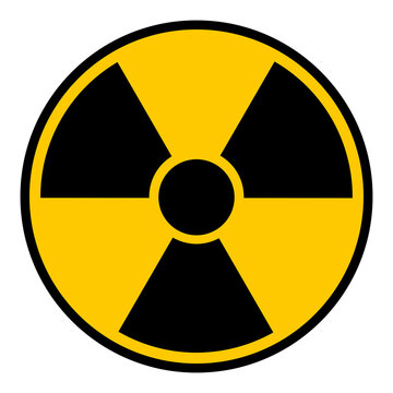 Radioactive hazard sign. Black and yellow isolated icon vector illustration.