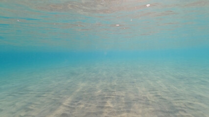 Fototapeta na wymiar Underwater Aegean sea paradise beach with emerald - turquoise sea, Greece
