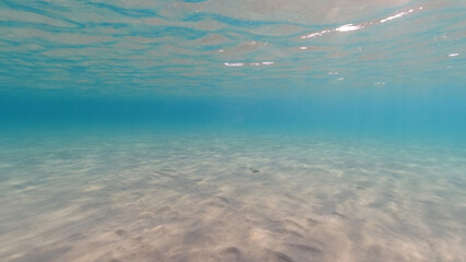 Underwater Aegean sea paradise beach with emerald - turquoise sea, Greece