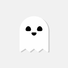 Halloween ghost, scary or cute cartoon spooky ghost, Halloween holiday.