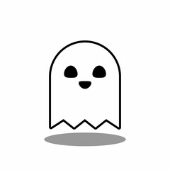 Halloween ghost, scary or cute cartoon spooky ghost, Halloween holiday.