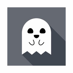 Halloween ghost, scary or cute cartoon spooky ghost, Halloween holiday.