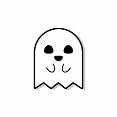 Halloween ghost, scary or cute cartoon spooky ghost, Halloween holiday.