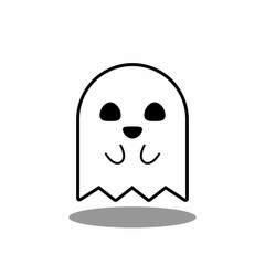 Halloween ghost, scary or cute cartoon spooky ghost, Halloween holiday.