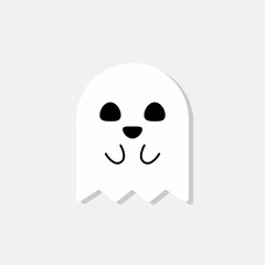 Halloween ghost, scary or cute cartoon spooky ghost, Halloween holiday.