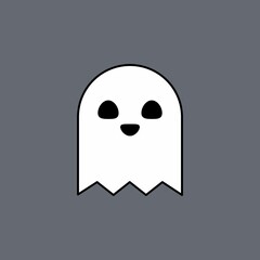 Halloween ghost, scary or cute cartoon spooky ghost, Halloween holiday.