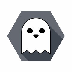 Halloween ghost, scary or cute cartoon spooky ghost, Halloween holiday.