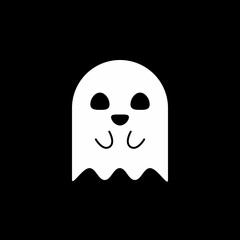 Halloween ghost, scary or cute cartoon spooky ghost, Halloween holiday.