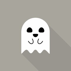 Halloween ghost, scary or cute cartoon spooky ghost, Halloween holiday.
